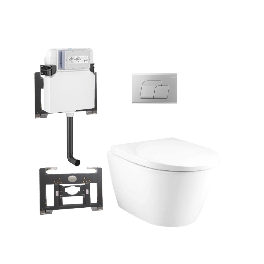 SC19517(F) Bồn cầu treo tường nắp đóng êm Oval