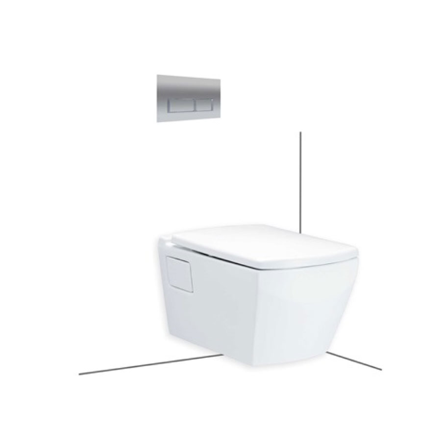 SC198717(F) Bồn cầu treo tường nắp đóng êm Tetragon